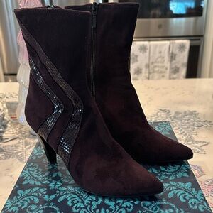 Impo  Purple Heeled Boots with Snake Detail
EUC